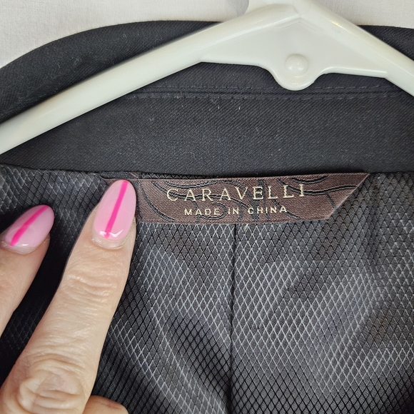 Caravelli‎ Men's Black Suit Jacket Blazer 46R 40W Double Breasted - Picture 3 of 6
